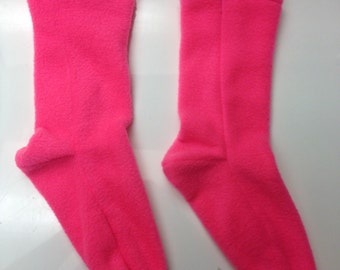 Ladies Large Fleece Socks in Neon Pink