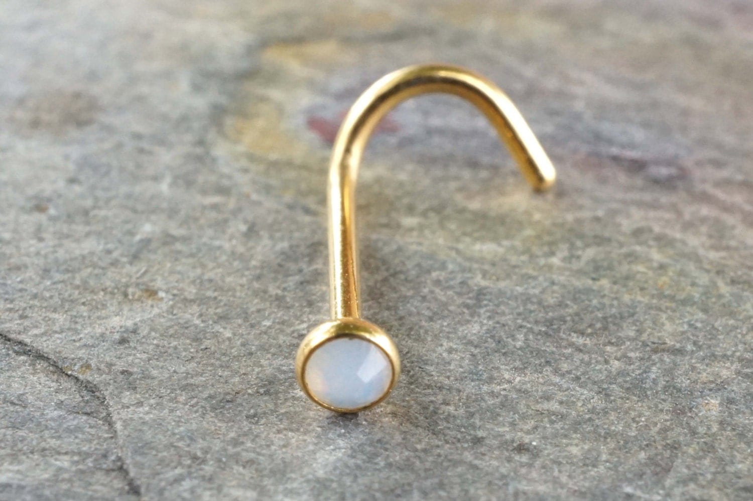 Gold Nose Ring Nose Piering Opal Corkscrew Nose Ring