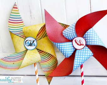 Wizard of Oz Pinwheels - INSTANT DOWNLOAD - Printable Birthday Party Decor, Template, Decorations by Sassaby Parties