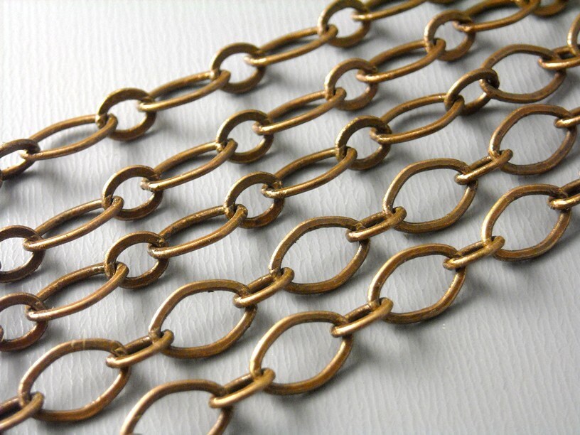 CHAINC9X6 Wide Link Antique Copper Plated Brass Chain 9mm