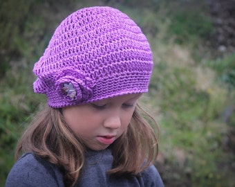 CROCHET Hat PATTERN: 'Jayda Rose Beret', Crochet Flower, Newborn thru Adult