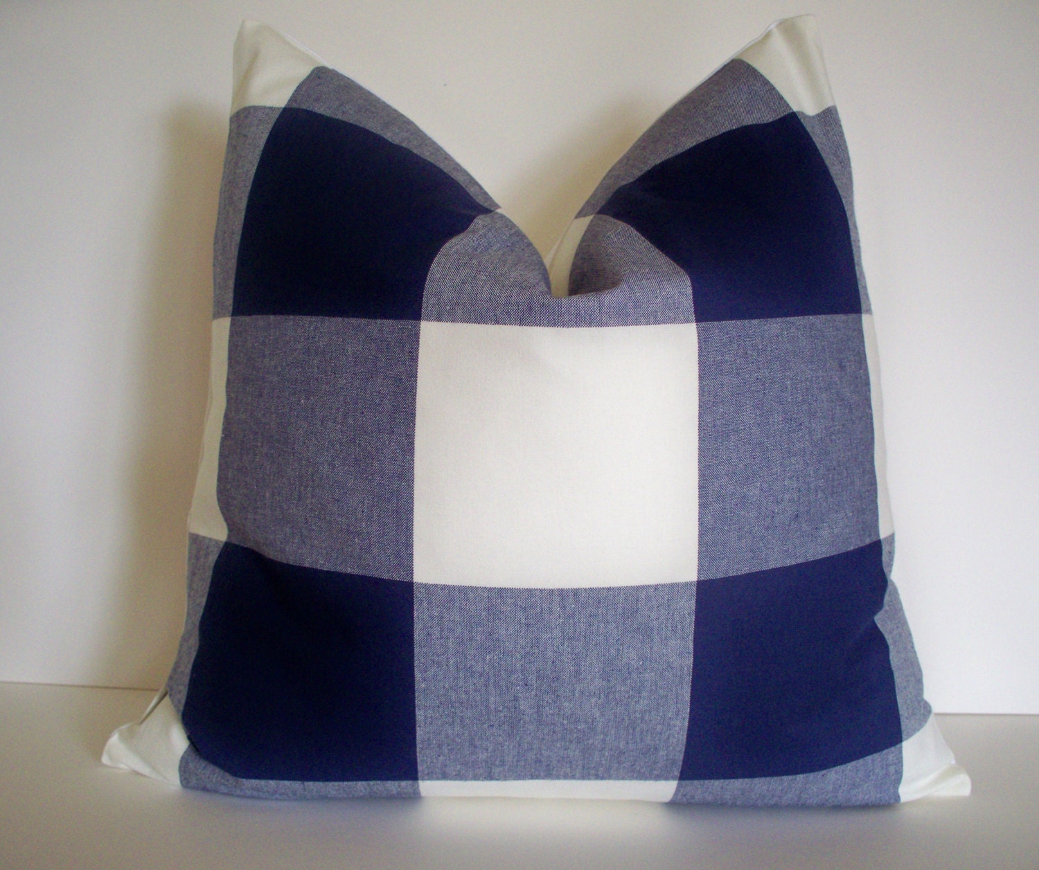 Navy Check Pillow Cover Blue Indigo Check Buffalo Check Large