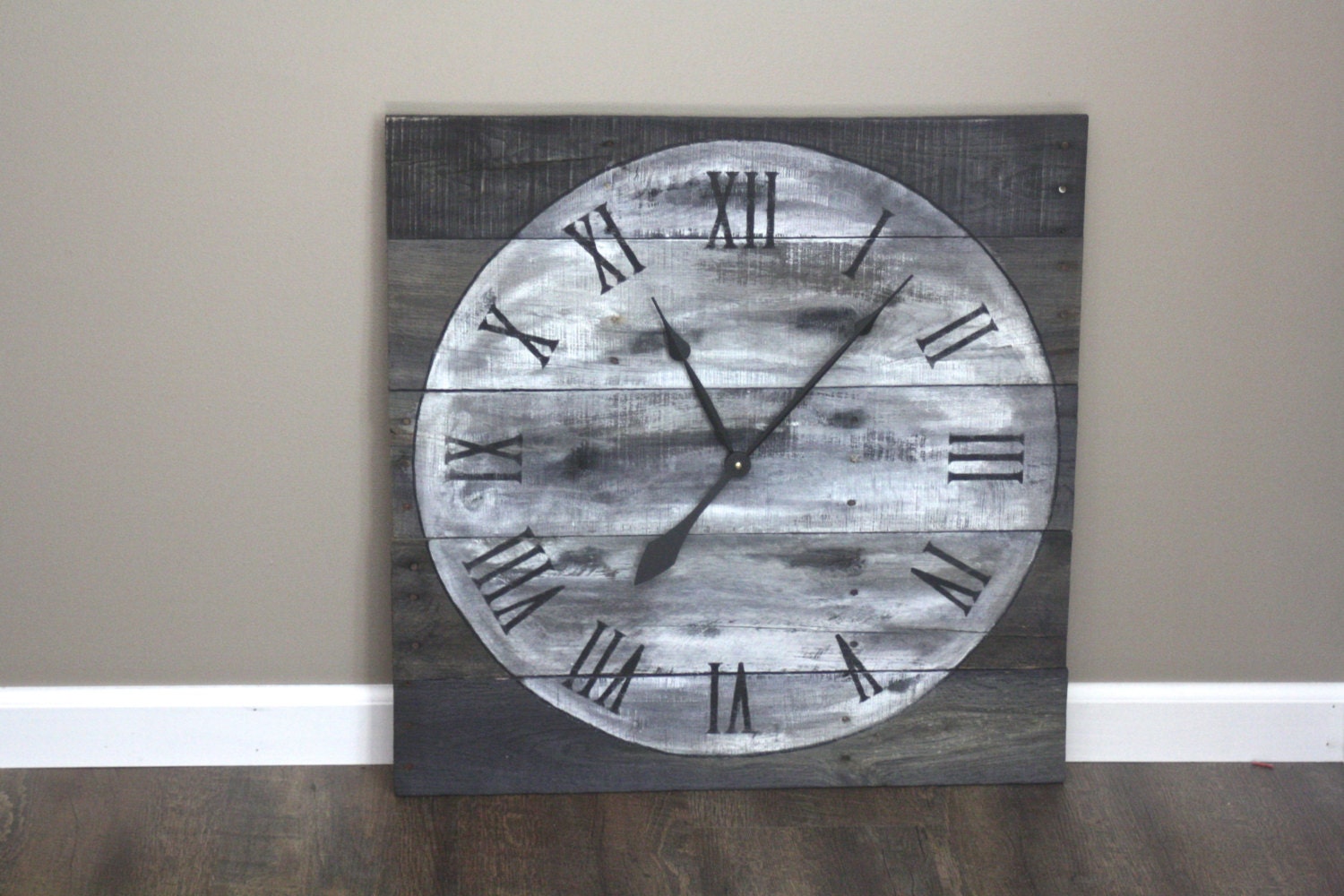 Large Wall Clock Reclaimed Gray Wood.26 by 26.