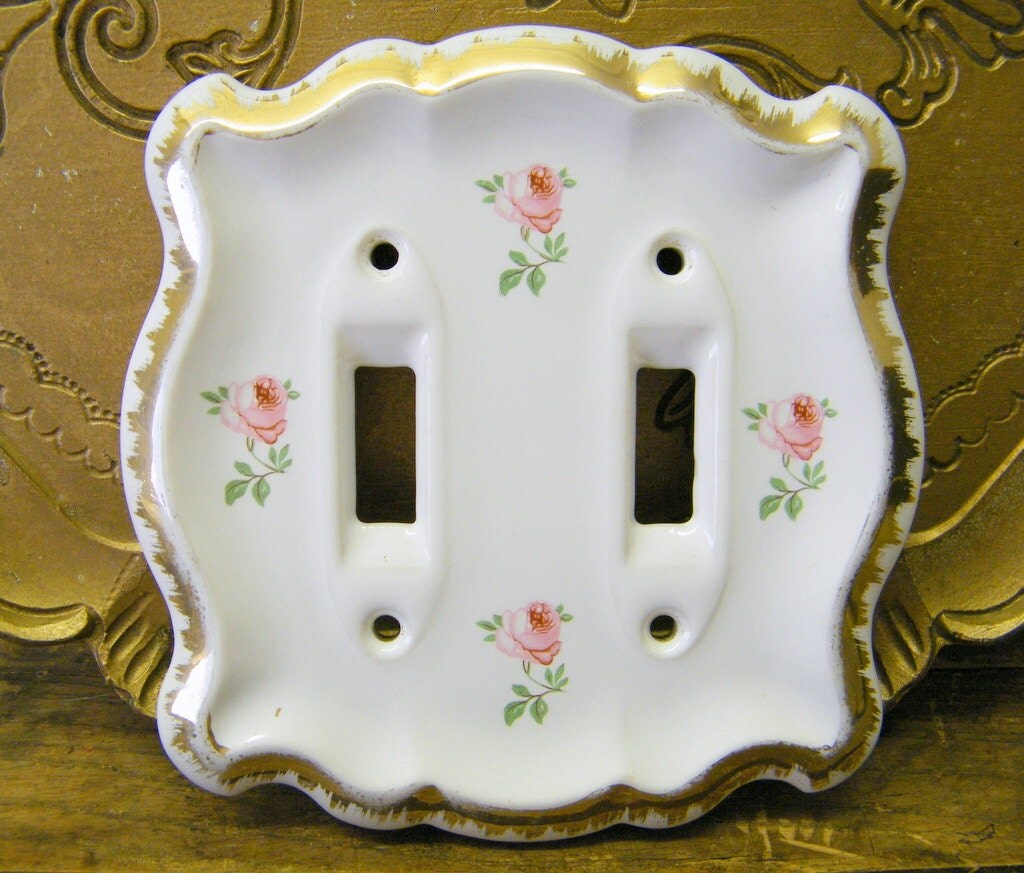 Vintage Porcelain Ceramic Double Switch Cover Plate