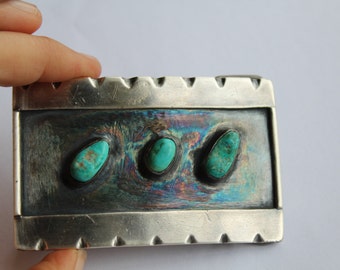 Sterling Silver Buckle with natural Turqouise settings