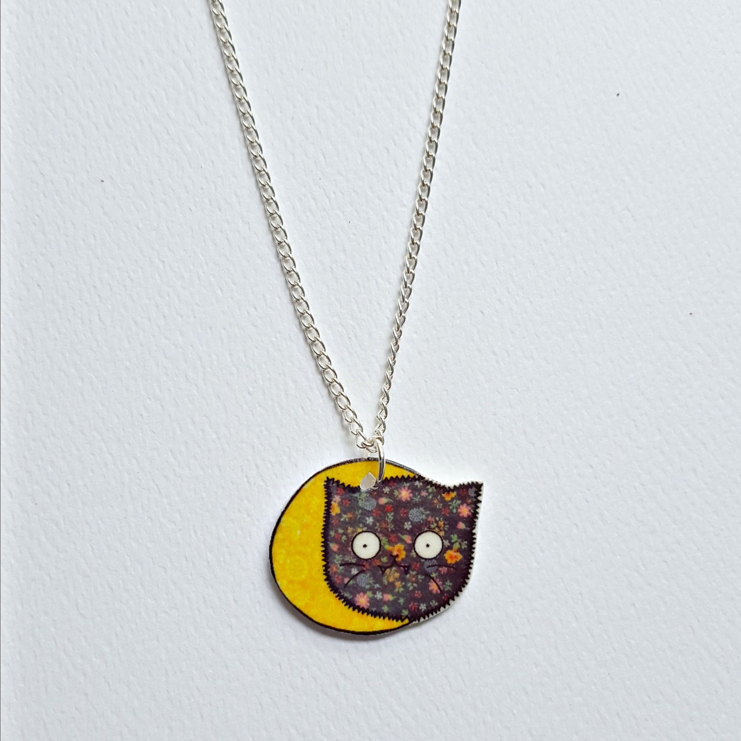 Black Cat Necklace Scaredy Cat Charm Halloween by