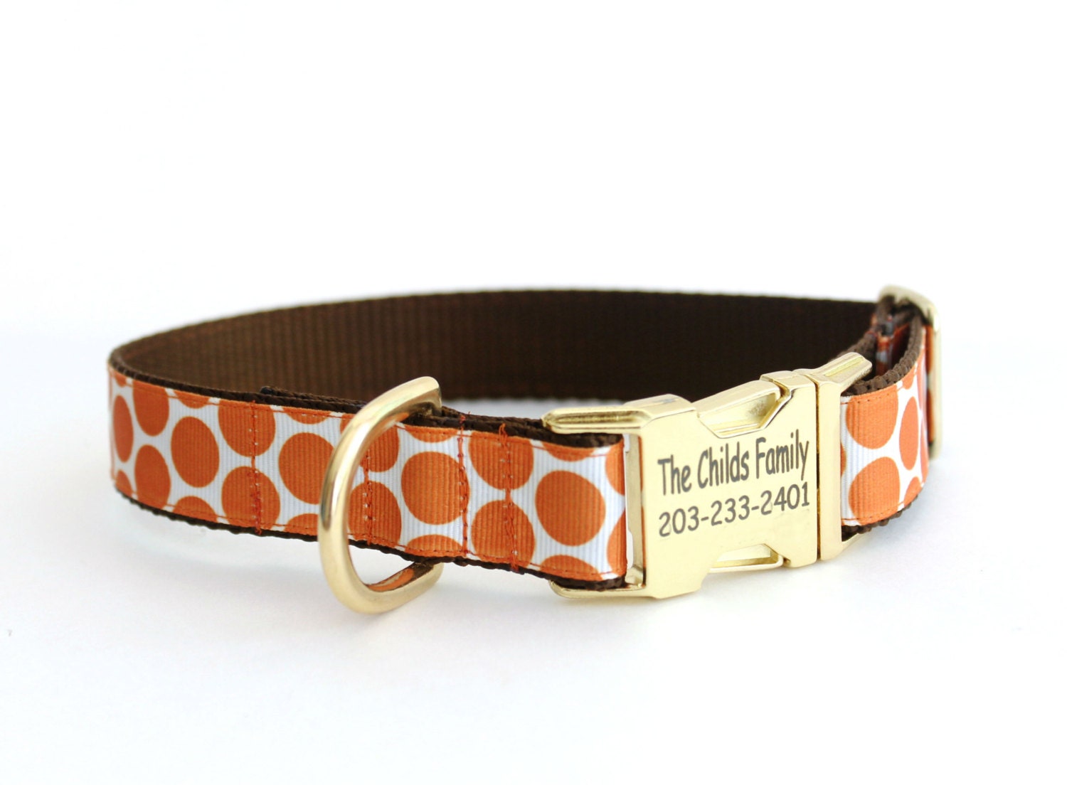 Personalized Dog Collar Orange Brown and Gold Fall Collar Pet