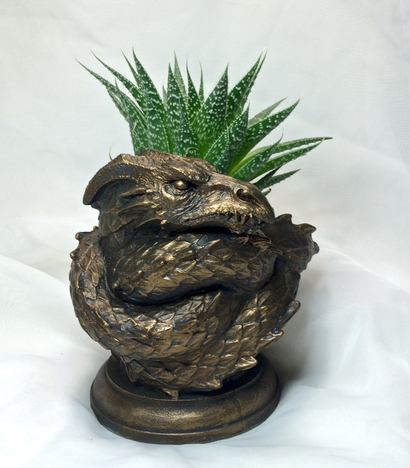 Coiled Dragon Planter Bronze Finish