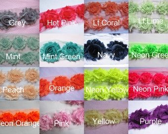 1 YARD Shabby Chiffon 2.5" Flower Trim-U PICK CH005