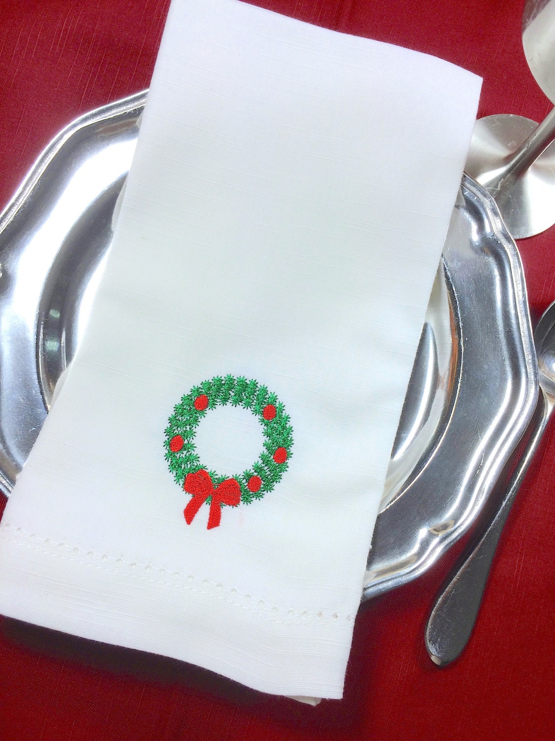 Christmas Wreath Cloth Dinner Napkins Wreath napkins