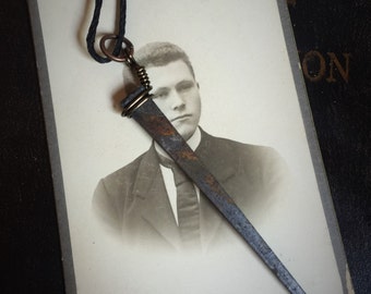coffin nail necklace, taxidermy bone jewelry, wiccan, wicca, coffin nails, real coffin nail