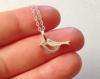 Sparrow Necklace in Sterling Silver -Tiny Bird Necklace -Tiny Swallow Necklace in Sterling