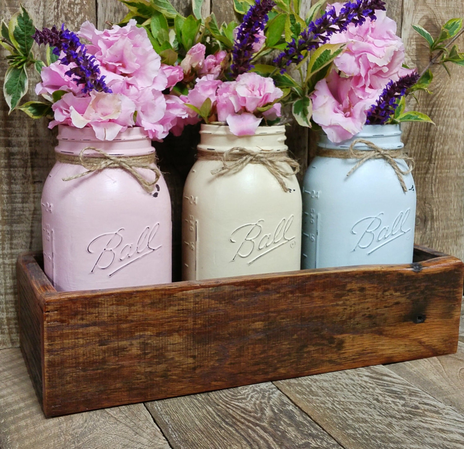 3 Chalk Paint Distressed Mason Jar Vases With By Love4PawsCafe   Il Fullxfull.1023159521 Bj3e 