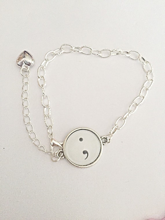 Semicolon Glass Bracelet Mental Health Awareness by EmmaFleet