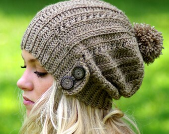 CROCHET Hat Pattern - Slouchy Hat - Boy Girl Unisex - 7 sizes - Infant Baby Toddler Child Adult - Instant Download - Slouch Hat kc550