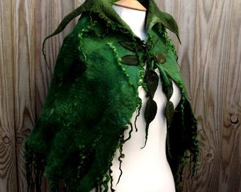 Custom Handmade green cape-Made to order -Woodland Felted cape - fairytale cape-elven cape - Fairy cape - cape-green cape-spring-wedding