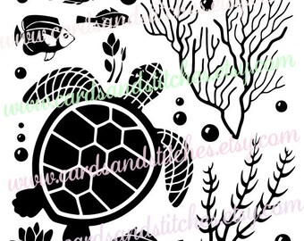 Sea Life SVG - Turtle SVG - Sea Life - Silhouette SVG - Digital Cutting File - Graphic Design - Instant Download - Svg, Dxf, Jpg, Eps, Png