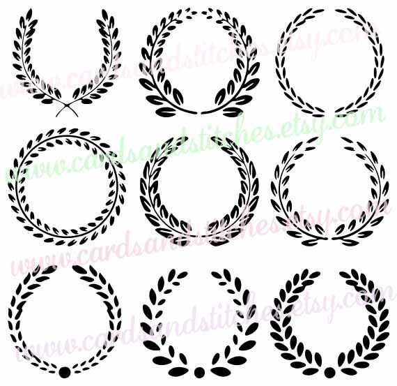 Leaf Circle Frames SVG Monogram Frames SVG Digital Cutting