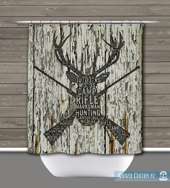 Hunting Shower Curtain Deer Head Rustic Lodge Wilderness