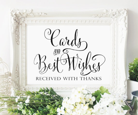Cards and Best Wishes Sign 5 x 7 Sign Printable Sign