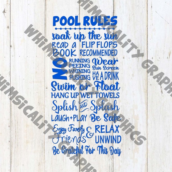 Digital File Summer Pool Rules with SVG by WhimsicalityGraphics