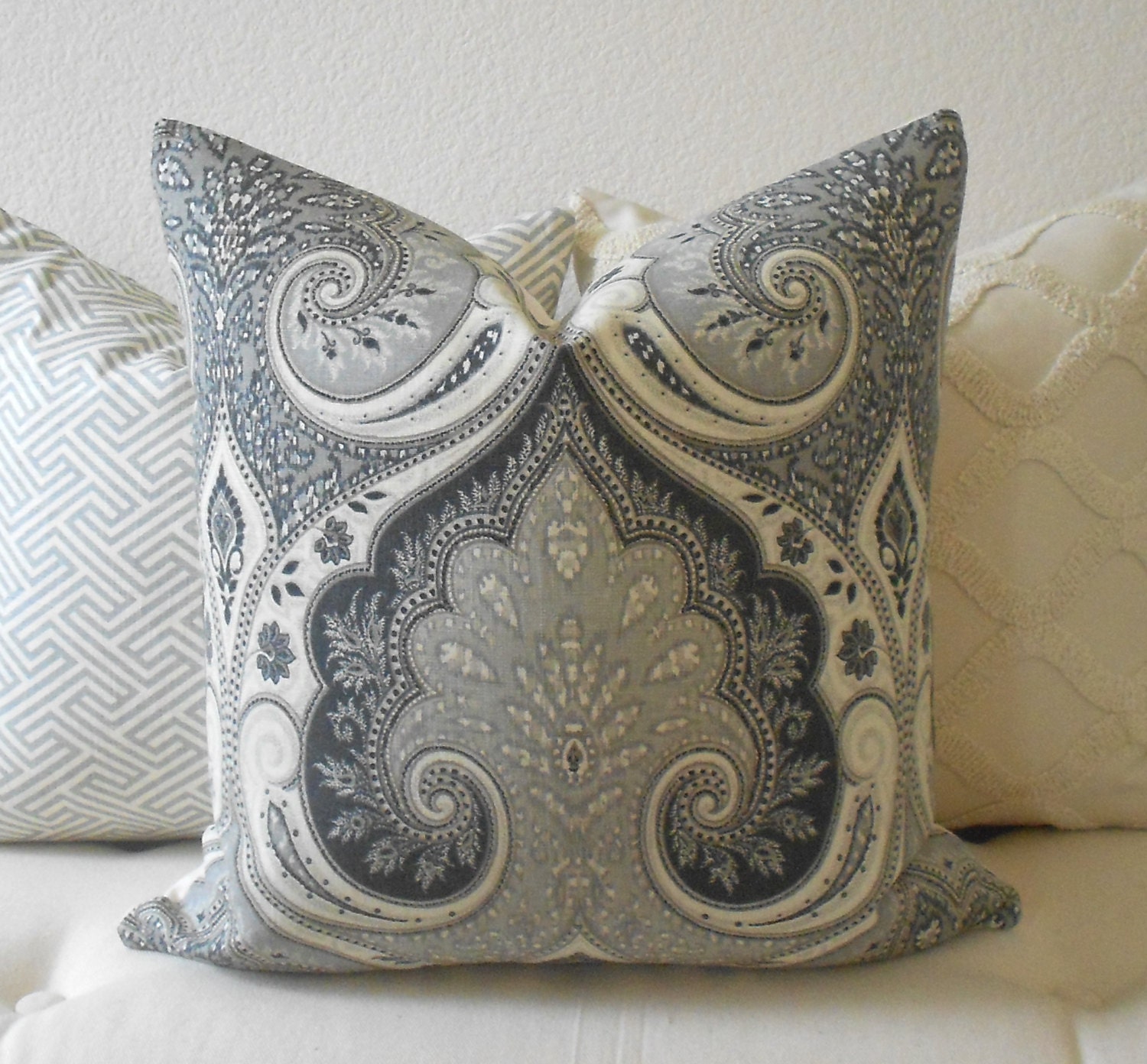 Gray Kravet Latika charcoal gray decorative pillow cover