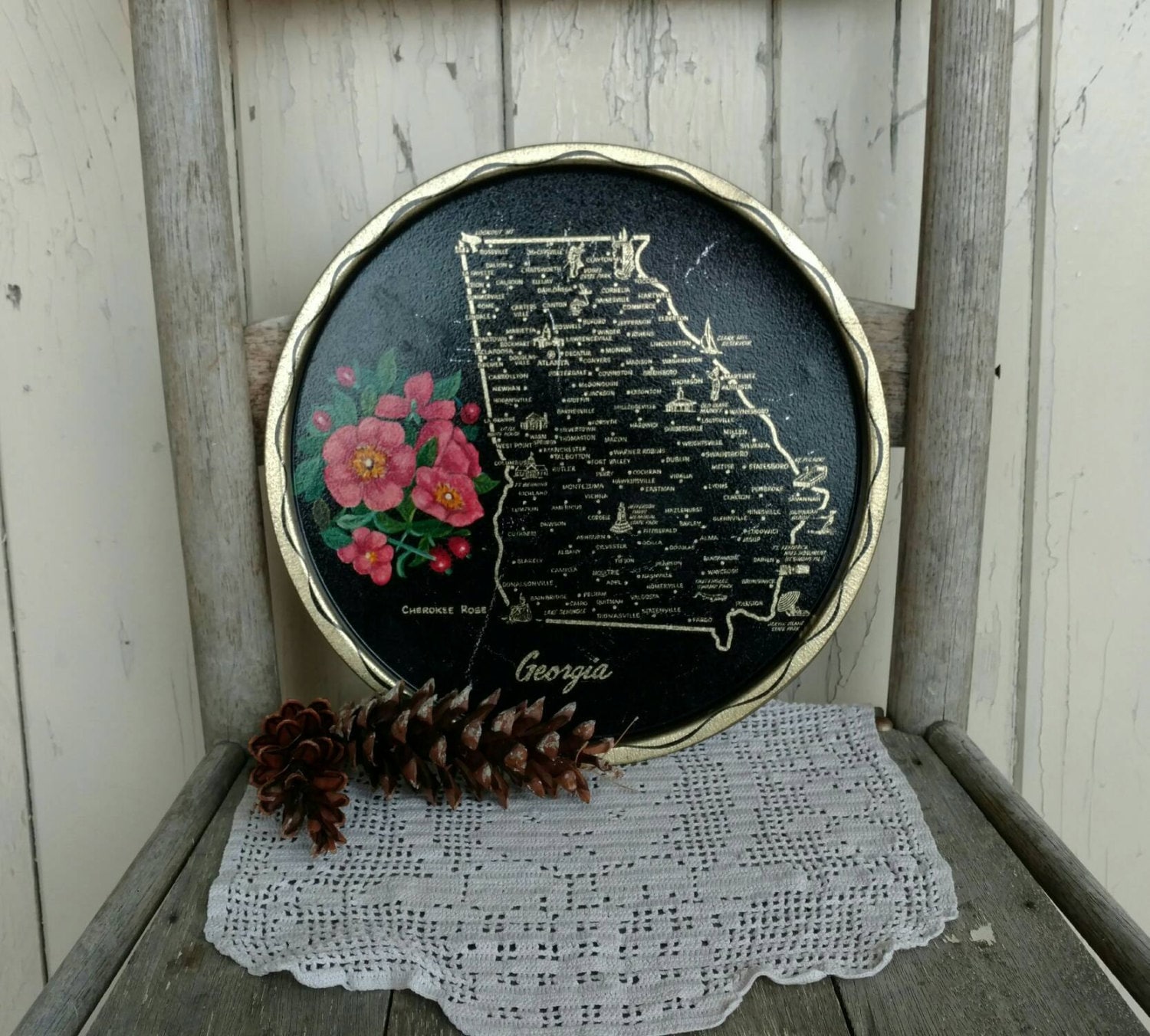 Retro State Plate Vintage Souvenir State Trays