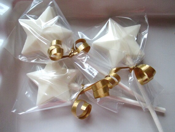 12 Chocolate Star Lollipops star shaped favors magic wand