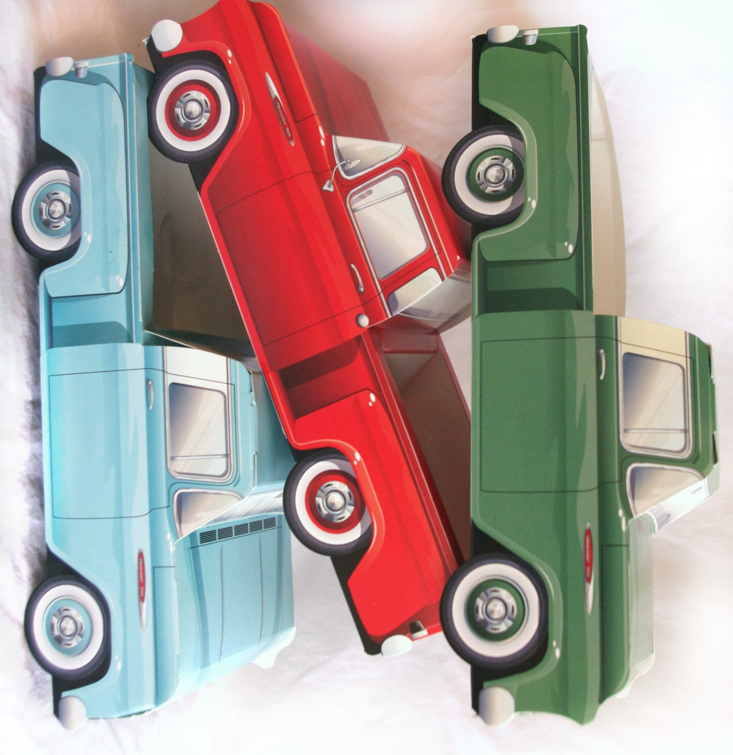 6 CLASSIC TRUCK paper Food BoxVintage Car BoxPartiesFavors