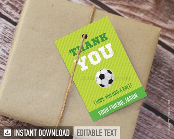 Soccer Party - Thank you Tags - Favor labels - Football Party - Sports ...