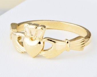 10K Yellow Gold Claddagh Ring, Gold Ring, Irish Ring, Claddagh Jewelry, Gold Promise Ring, Golden Ring, Promise Ring, Engagement Ring