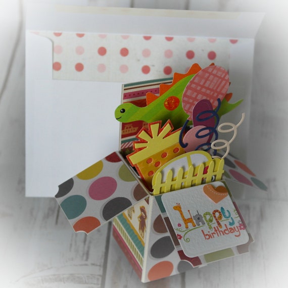 Happy Birthday Card In A Box Handmade Greeting Card by CARDSBYMOM