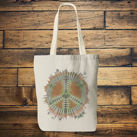PEACE TOTE BAG- Yoga bag -Mandala- Hippie bag- Screen print- Back to school- Yoga- Tote Bag- Student- Vintage- Stocking Filler- Christmas
