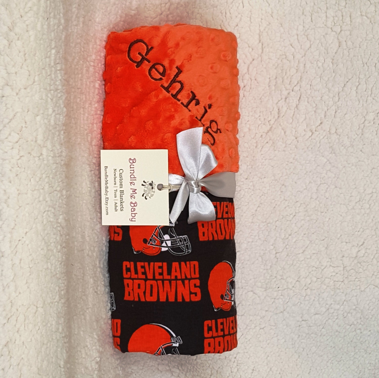 Cleveland Browns Baby Blanket Boy Girl Minky Toddler NAME