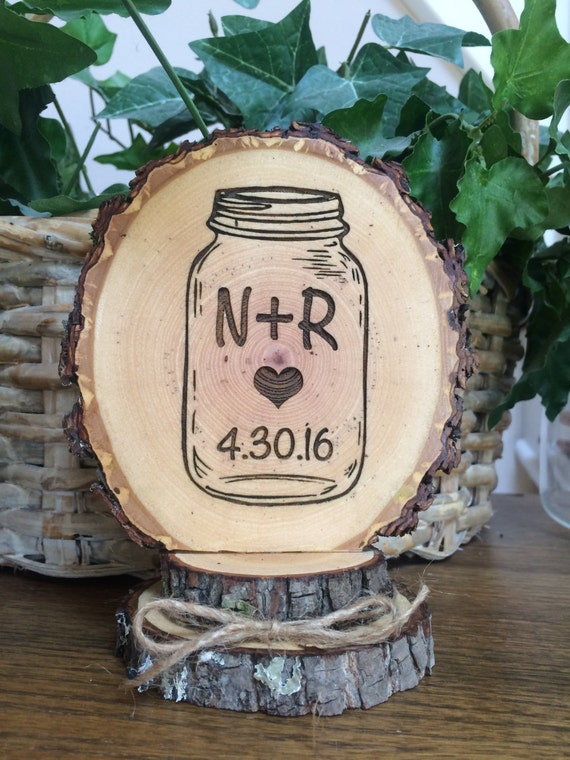Mason Jar Wedding Cake Topper Personalized Rustic Mason Jar Wedding Cake Topper Personalized Rustic