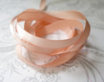 Pastel Peach -- Satin Ribbon 3/8 -- 3 yards -- Blush Pink -- 9.5mm