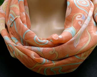 Silk Infinity Scarf, Summer Scarf, Neck scarf