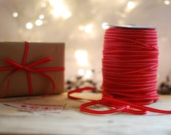 Christmas Ribbon, Gift Wrapping, Red Ribbon, Stitched Ribbon, Christmas, Red Christmas Ribbon