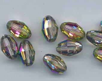 Twelve dazzling vintage Swarovski crystal beads: Art. 5200 - 12 x 8 mm - vitrail medium