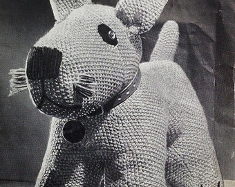 Vintage Knitting Pattern, Toy Dog Knitting Pattern, Soft Toy Pattern, 1940's, Copy - Not Original Pattern, Paper - NOT A download, UK seller