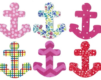 6 Iron on anchor miniature appliques DIY