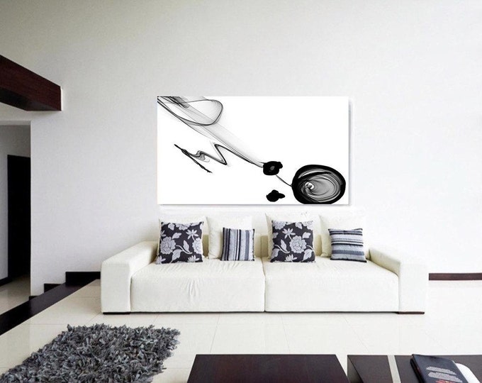 Abstract Black and White Art 2015-01-06-2. Unique Abstract Wall Decor, Large Contemporary Canvas Art Print up to 72" by Irena Orlov