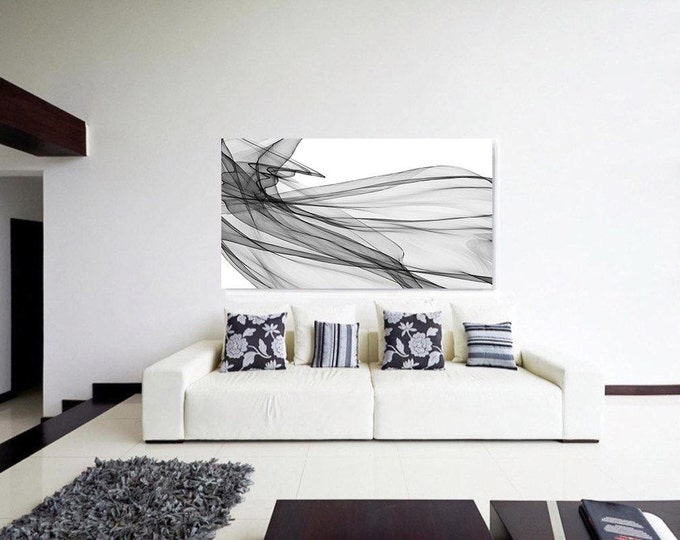Movement, Abstract Black and White 20-06-31. Unique Abstract Wall Decor, Large Contemporary Canvas Art Print up to 72" by Irena Orlov