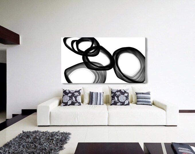 Abstract Expressionism in Black And White 1. Unique Abstract Wall Decor, Large Contemporary Canvas Art Print up to 72" by Irena Orlov