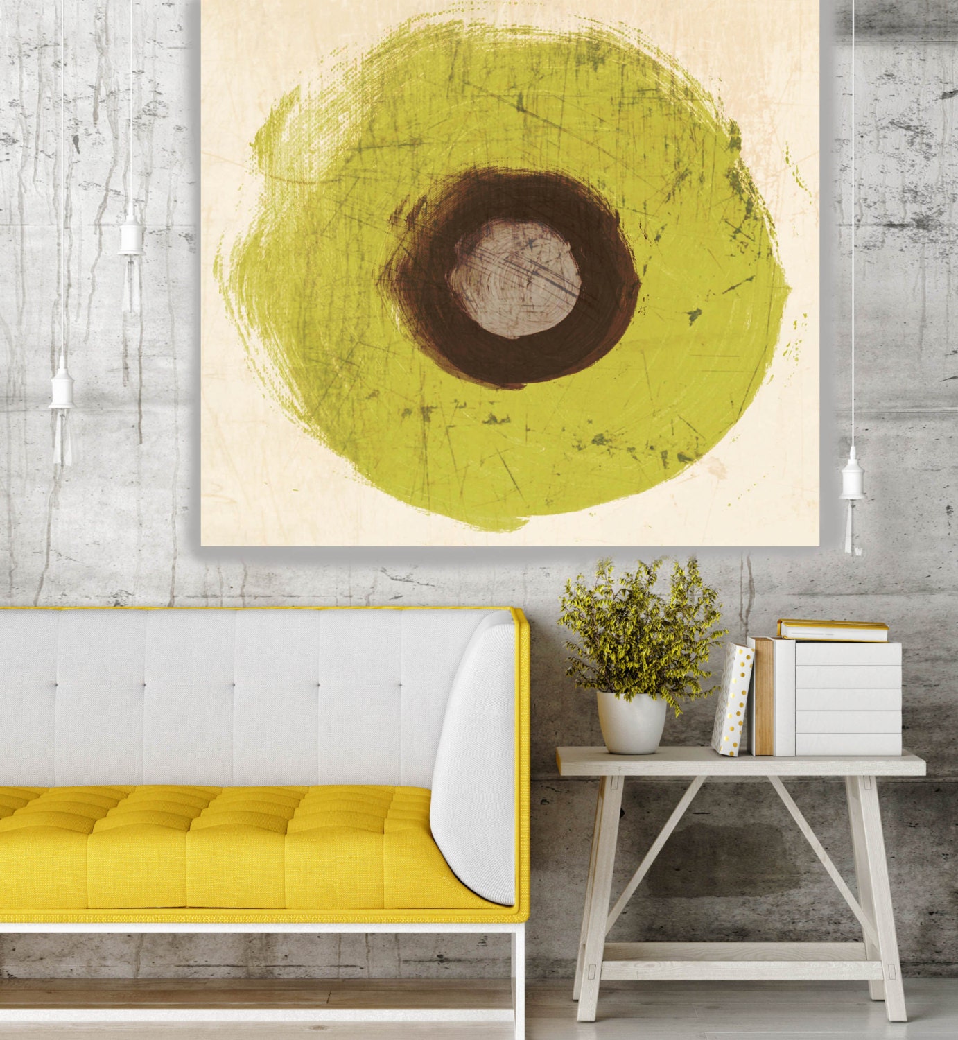 Green Circle. Geometrical Abstract Art Wall Decor Extra