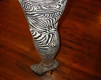 zebra print thigh high boots