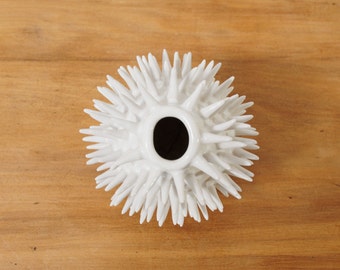 Spiky Urchin Ceramic Vase ~ Modern Ceramics Spikes Vase ~ Minimal White Ceramic Sculpture Flower Vase ~ White Modern Studio Pottery Handmade