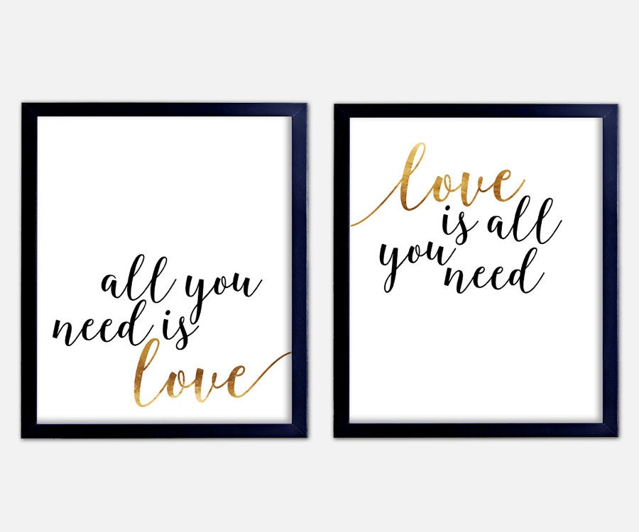 Download All You Need Is Love Set of 2 Art Prints love quote art