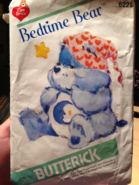 Butterick 6226 Sewing Pattern 80s Uncut Stuffed Toy Care Bears Bedtime Bear