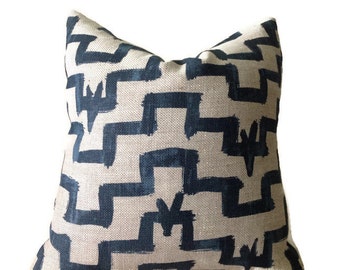 Zak and Fox Pillow Cover in Tulu, Indigo Blue, Geometric Designs, Designer Pillow, Decorative Throw Pillow Cover, Bohemian Pillow, Navy Blue